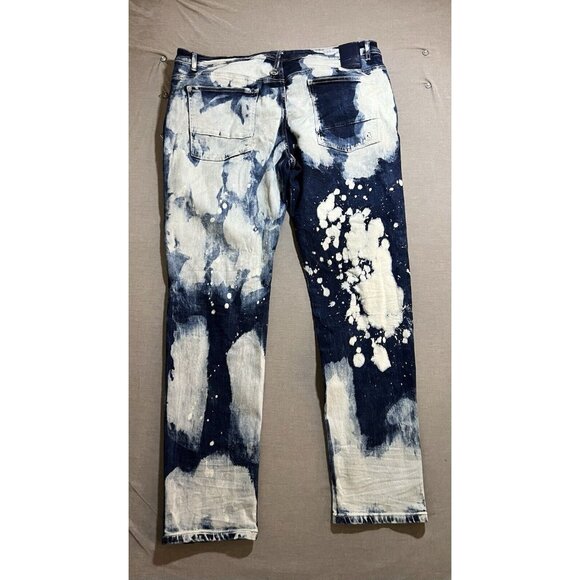 Dreamland Skinny Jeans 42x33 Blue Denim Patched Acid Washed Zip Pocketed Belted. - Picture 6 of 12